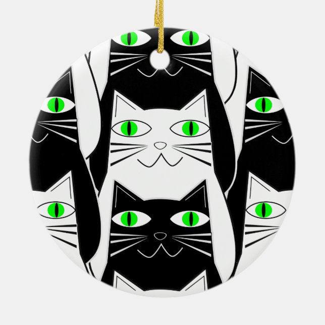 Adorno De Cerámica Gatos blancos y negros (Atrás)