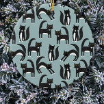 Adorno De Cerámica Gatos blancos y negros de Tuxedo<br><div class="desc">Los gatos de esmoquin blanco y negro que se dedican a sus asuntos. Un patrón divertido en un fondo azul medio.</div>