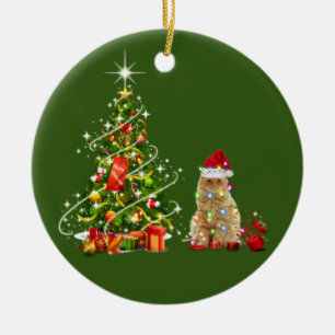 Adorno De Cerámica Gatos Con Navidades Gorras Scaft