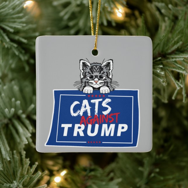 ADORNO DE CERÁMICA GATOS CONTRA TRUMP (Árbol)