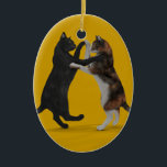 Adorno De Cerámica Gatos de baile dulce<br><div class="desc">el color de fondo se puede cambiar: PERSONALIZAR IT - EDIT - ANTECEDENTES maravillosos bailarines que disfrutan de un baile de la vieja usanza como el foxtrott,  rumba,  samba o tango</div>
