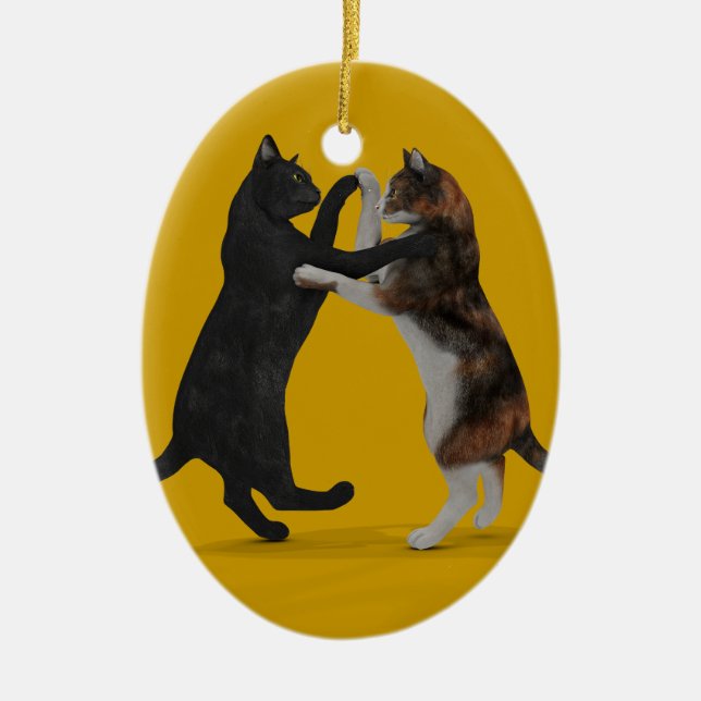 Adorno De Cerámica Gatos de baile dulce (Frente)