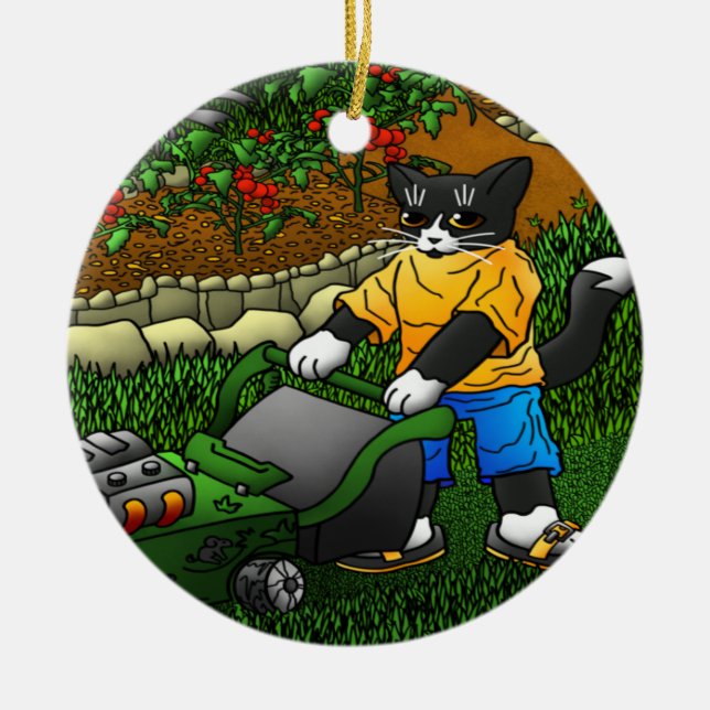 Adorno De Cerámica Gatos de jardinería de verano (Frente)