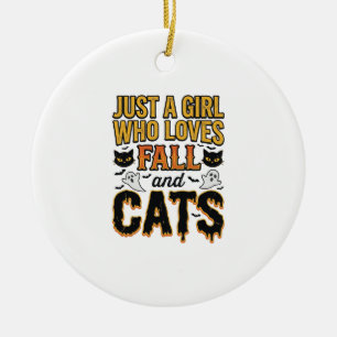 Adorno De Cerámica Gatos de otoño Diseño gráfico vintage de niña de H