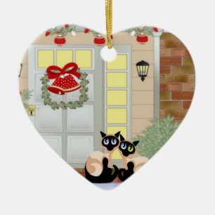 Adorno De Cerámica Gatos de Siames del navidad
