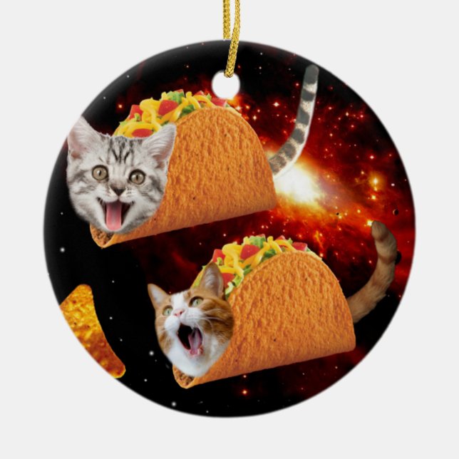 Adorno De Cerámica Gatos dentro de los tacos espaciales (Frente)