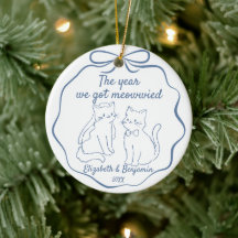 Gatos Divertidos Dibujados a Mano 1er Navidad Casa