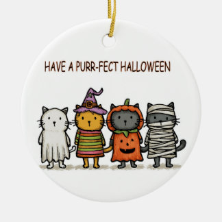 Adorno De Cerámica Gatos divertidos Feliz Halloween