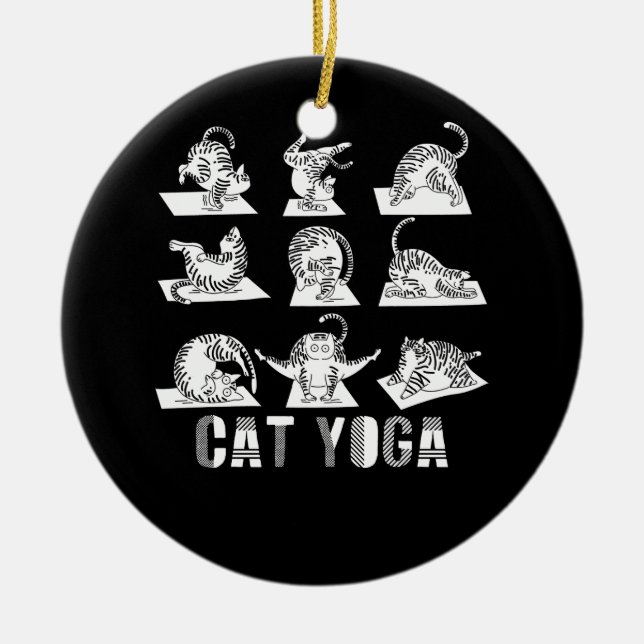 Adorno De Cerámica Gatos divertidos yoga gatos gatos adorables me pos (Frente)