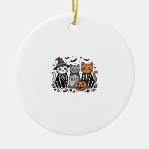 Adorno De Cerámica Gatos Esqueleto Lindos Grabado Vintage Halloween C