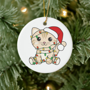 Adorno De Cerámica Gatos Navidades Animales de Invierno Gatos