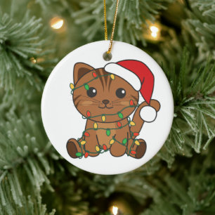 Adorno De Cerámica Gatos Navidades Animales de Invierno Gatos