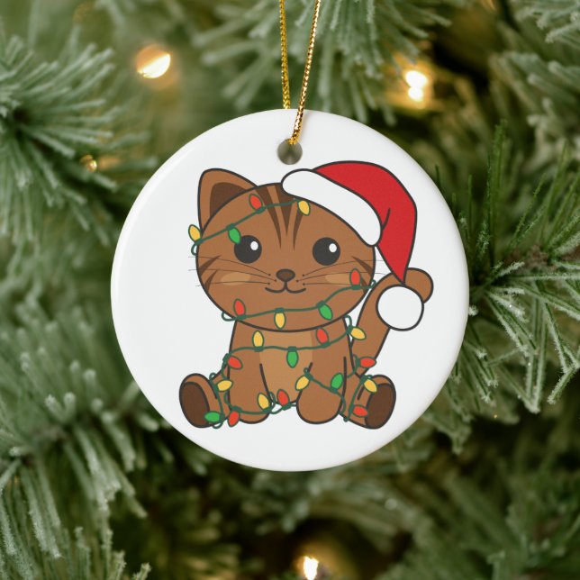 Adorno De Cerámica Gatos Navidades Animales de Invierno Gatos (Árbol)