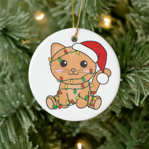 Adorno De Cerámica Gatos Navidades Animales de Invierno Gatos