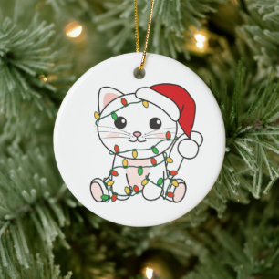 Adorno De Cerámica Gatos Navidades Animales de Invierno Gatos
