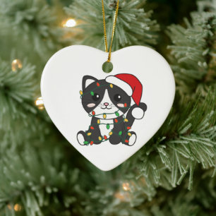 Adorno De Cerámica Gatos Navidades Animales de Invierno Gatos