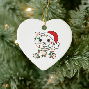 Adorno De Cerámica Gatos Navidades Animales de Invierno Gatos