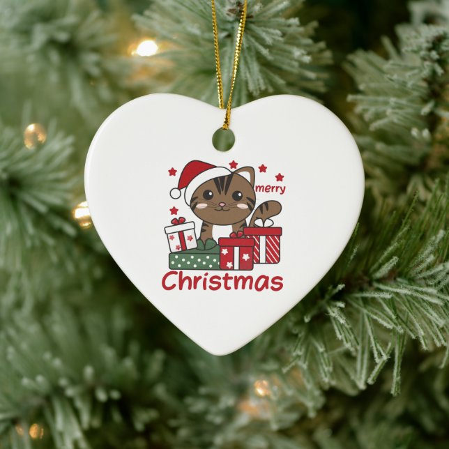 Adorno De Cerámica Gatos Navidades regalan gatos de invierno (Árbol)