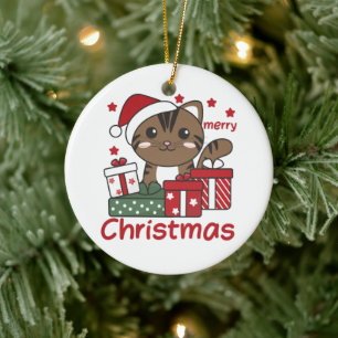 Adorno De Cerámica Gatos Navidades regalan gatos de invierno