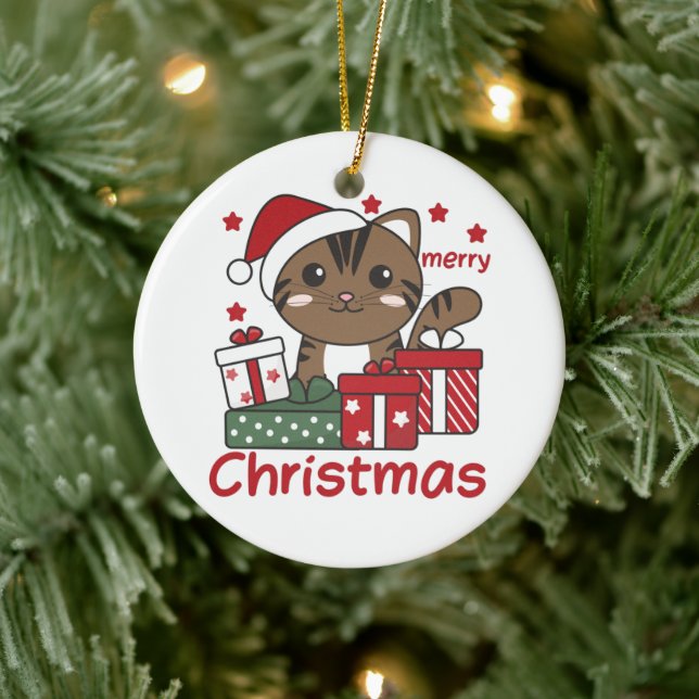 Adorno De Cerámica Gatos Navidades regalan gatos de invierno (Árbol)