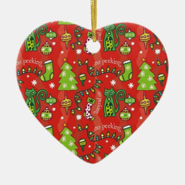 Adorno De Cerámica Gatos para el navidad (Frente)