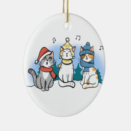Adorno De Cerámica Gatos personalizados cantando carol de animados Na