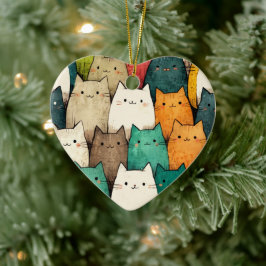 Adorno De Cerámica Gatos verticales en vibrante arte Personalizado