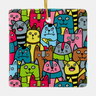 Adorno De Cerámica Gatos y gatos