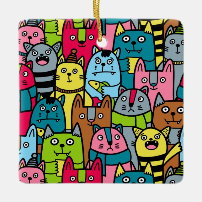 Adorno De Cerámica Gatos y gatos (Anverso)