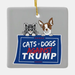 ADORNO DE CERÁMICA GATOS Y PERROS CONTRA TRUMP