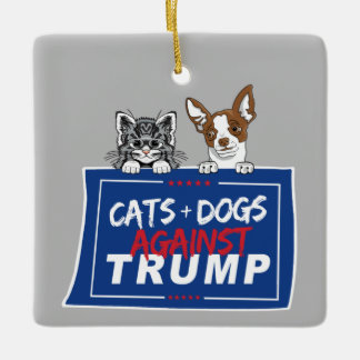 ADORNO DE CERÁMICA GATOS Y PERROS CONTRA TRUMP