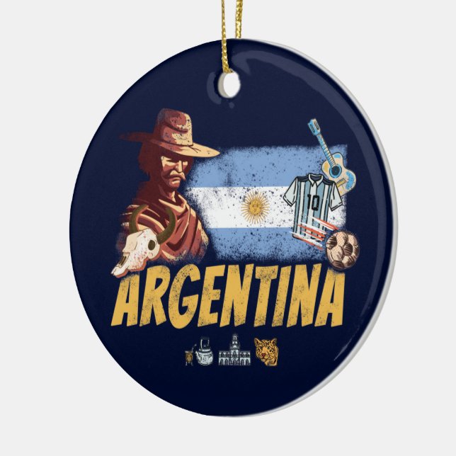 Adorno De Cerámica Gaucho vintage de Argentina con pelota de fútbol d (Izquierda)