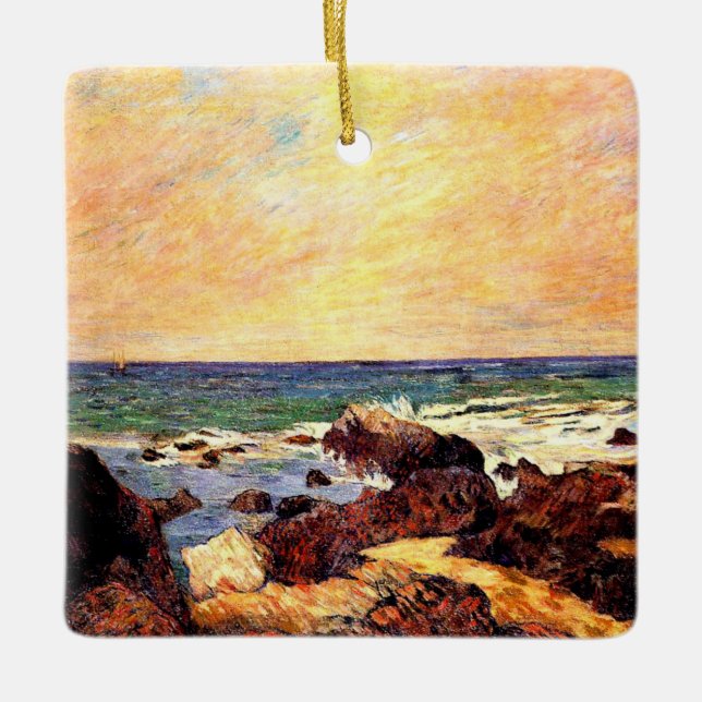 Adorno De Cerámica Gauguin - Rocas y mar, 1886, pintura (Anverso)