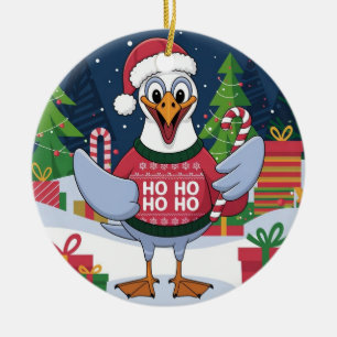 Adorno De Cerámica Gaviota divertida de Navidad Chip - Gaviota de Nav