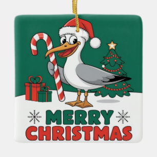 Adorno De Cerámica Gaviota divertida de Navidad Chip - Gaviota de Nav