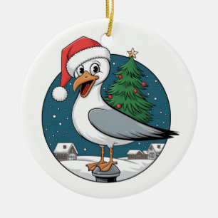 Adorno De Cerámica Gaviota divertida de Navidad Chip - Gaviota de Nav