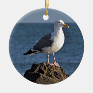 Adorno De Cerámica Gaviota y océano blancos
