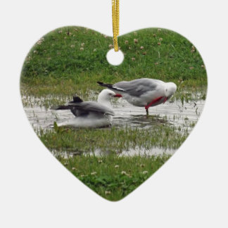Adorno De Cerámica Gaviotas tomando baño