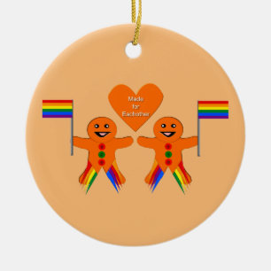 Adorno De Cerámica Gay Men Navidades Gingerbread Pareja Personalizado