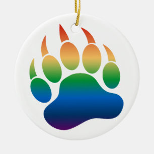 Adorno De Cerámica Gay Oso Pata Gradiente Arcoíris -ornamento