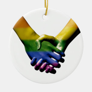 Adorno De Cerámica Gay Pride Holding Hands