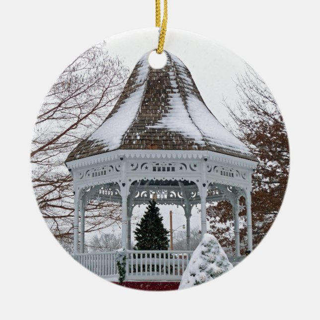 Adorno De Cerámica Gazebo en la nieve (Frente)