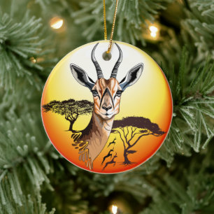 Adorno De Cerámica Gazelle Animal salvaje Antelope africano