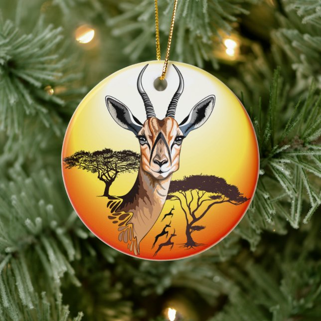 Adorno De Cerámica Gazelle Animal salvaje Antelope africano (Árbol)