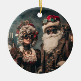 Adorno De Cerámica Gears & Cheer: Steampunk Santa & Mrs Claus