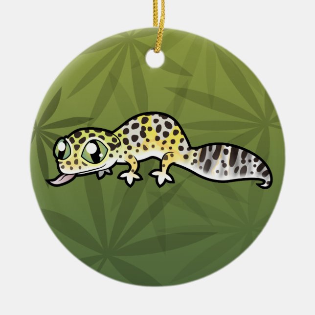 Adorno De Cerámica Gecko del leopardo del dibujo animado (Frente)