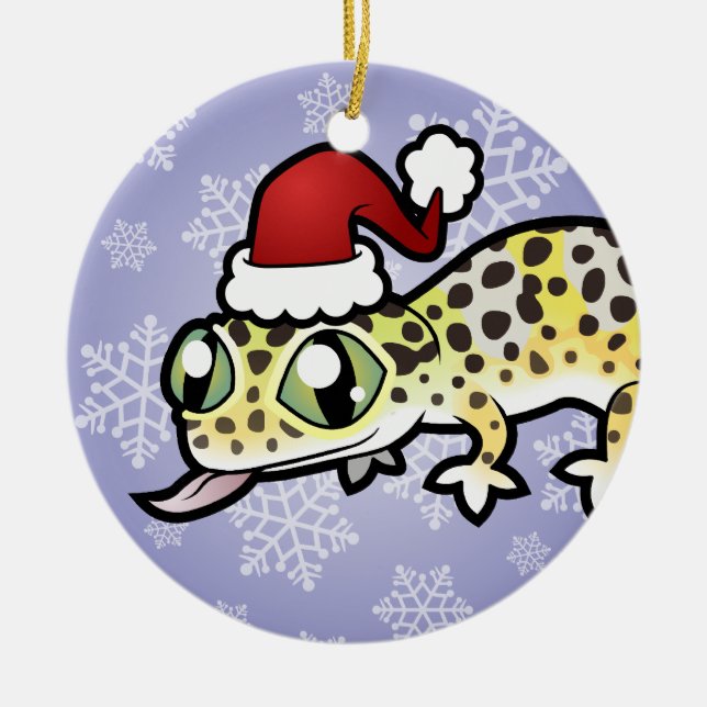 Adorno De Cerámica Gecko del leopardo del navidad (Frente)