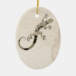 Adorno De Cerámica Gecko marrón personalizado con Navidades de piedra