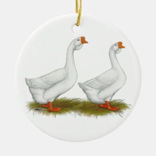 Adorno De Cerámica Geese africano blanco