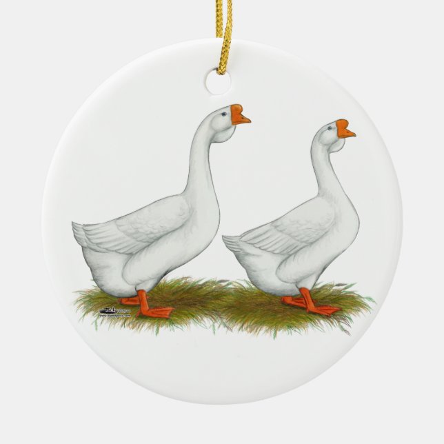 Adorno De Cerámica Geese africano blanco (Frente)